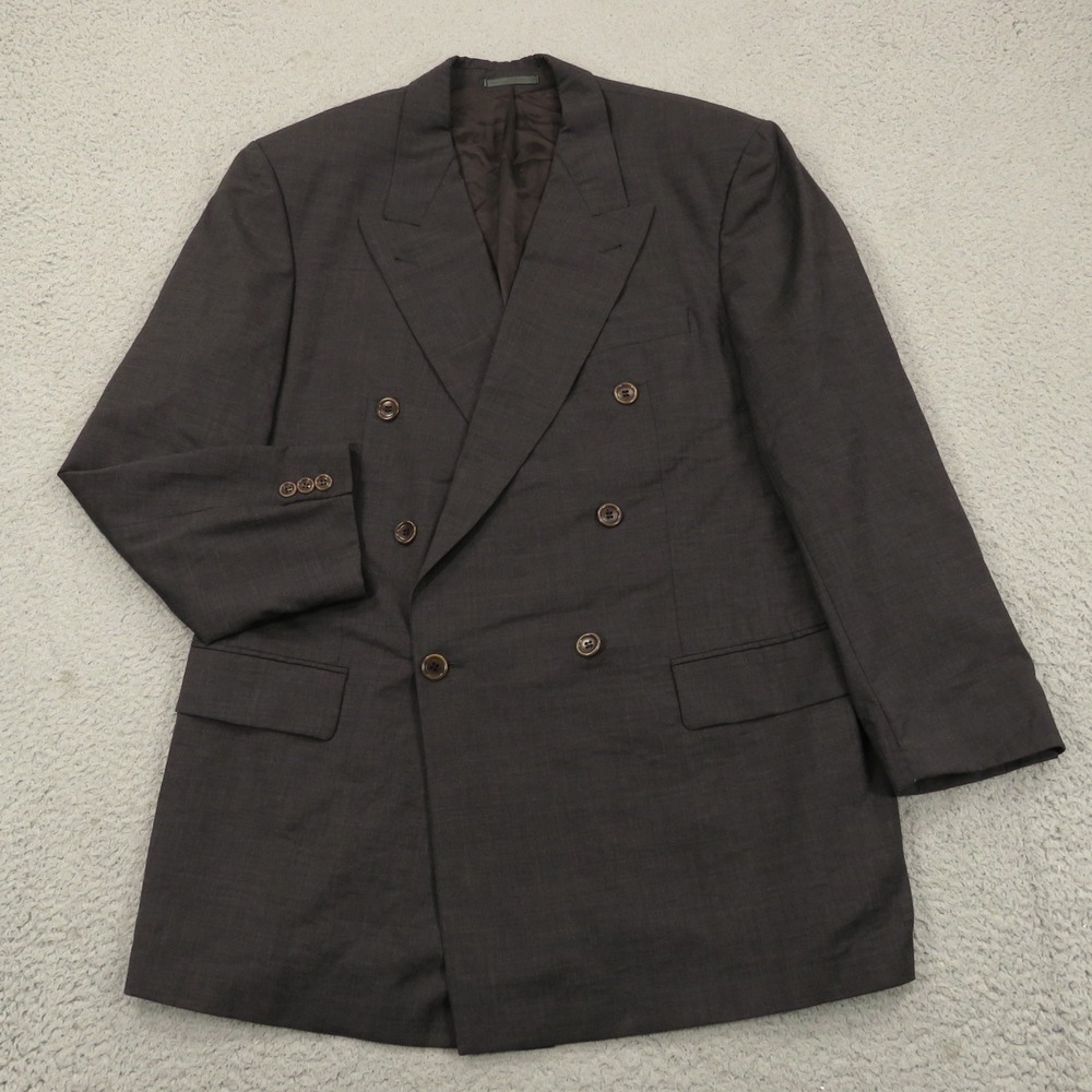 Hugo Boss Blazer 44L Cerruti Super 100s Charcoal 6 Button Double Breasted Coat
